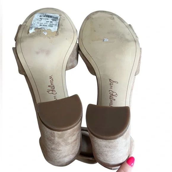 Sam Edelman Yancy Ankle Strap Sandal Block Heel In Oatmeal Tan Womens 9.5 - Picture 6 of 7